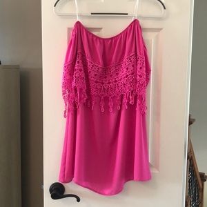 Large Pink off the shoulder tunic/dress with lace